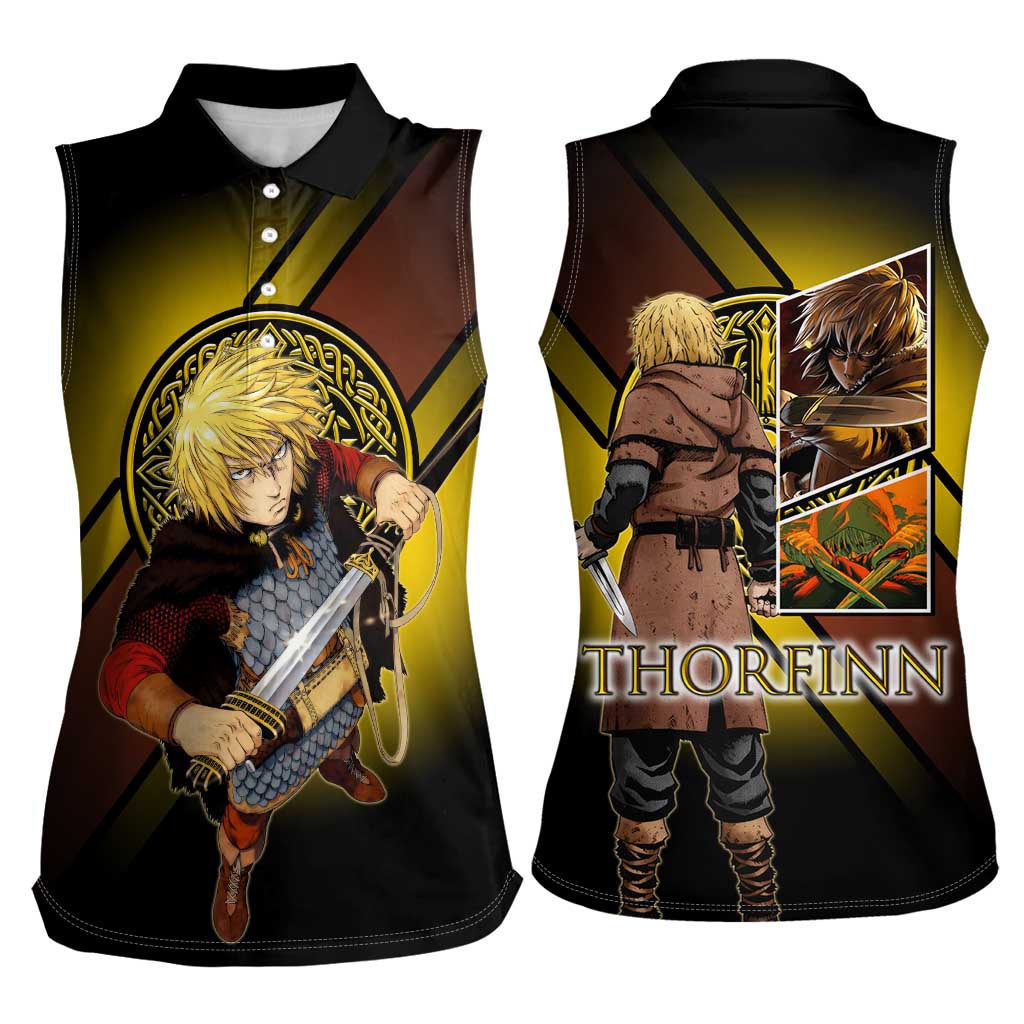 Thorfinn Norse Avenger Women Sleeveless Polo Shirt Viking Manga Illustration Style