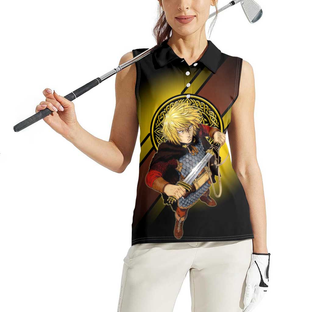 Thorfinn Norse Avenger Women Sleeveless Polo Shirt Viking Manga Illustration Style