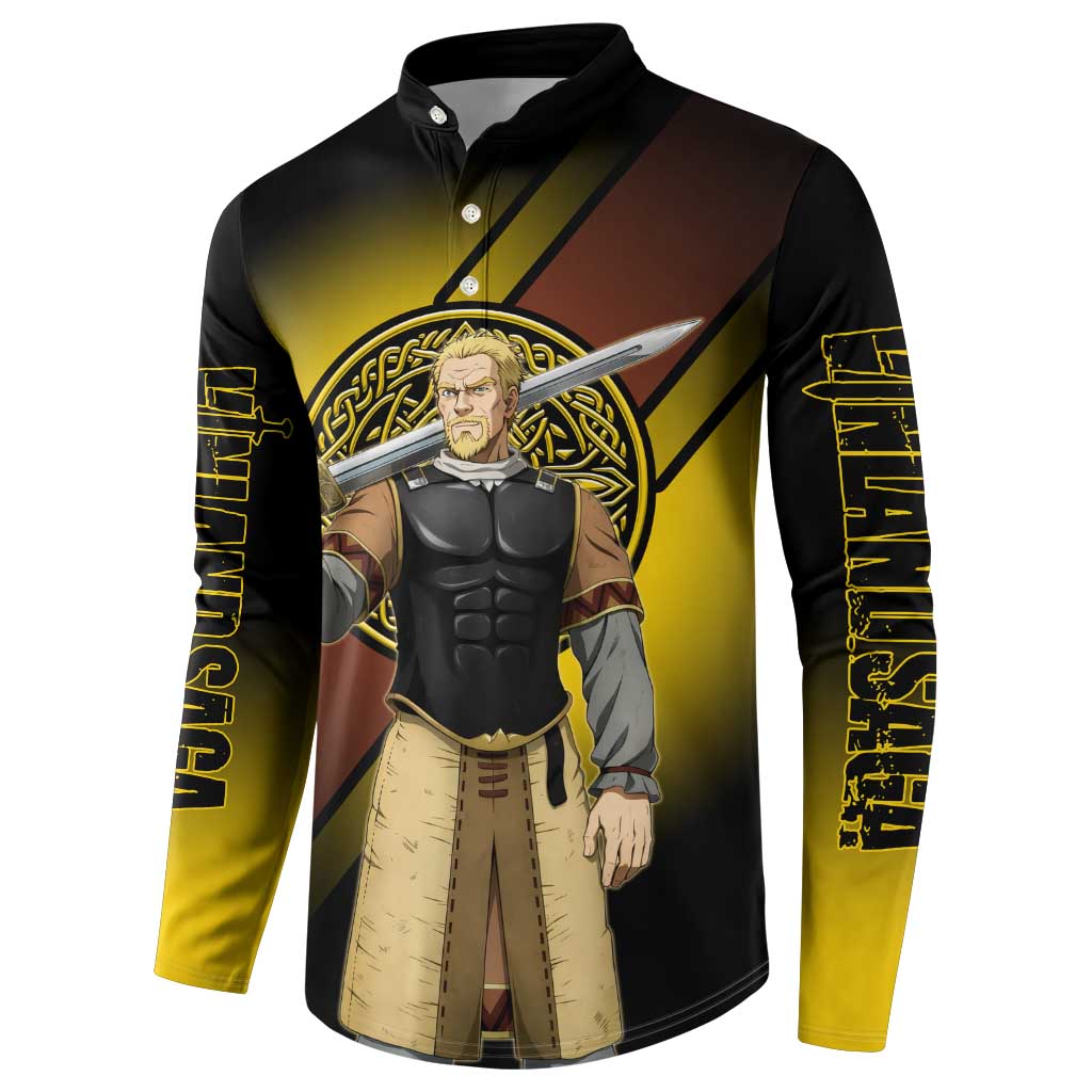 Askeladd Viking Commander Button Sweatshirt Viking Manga Illustration Style