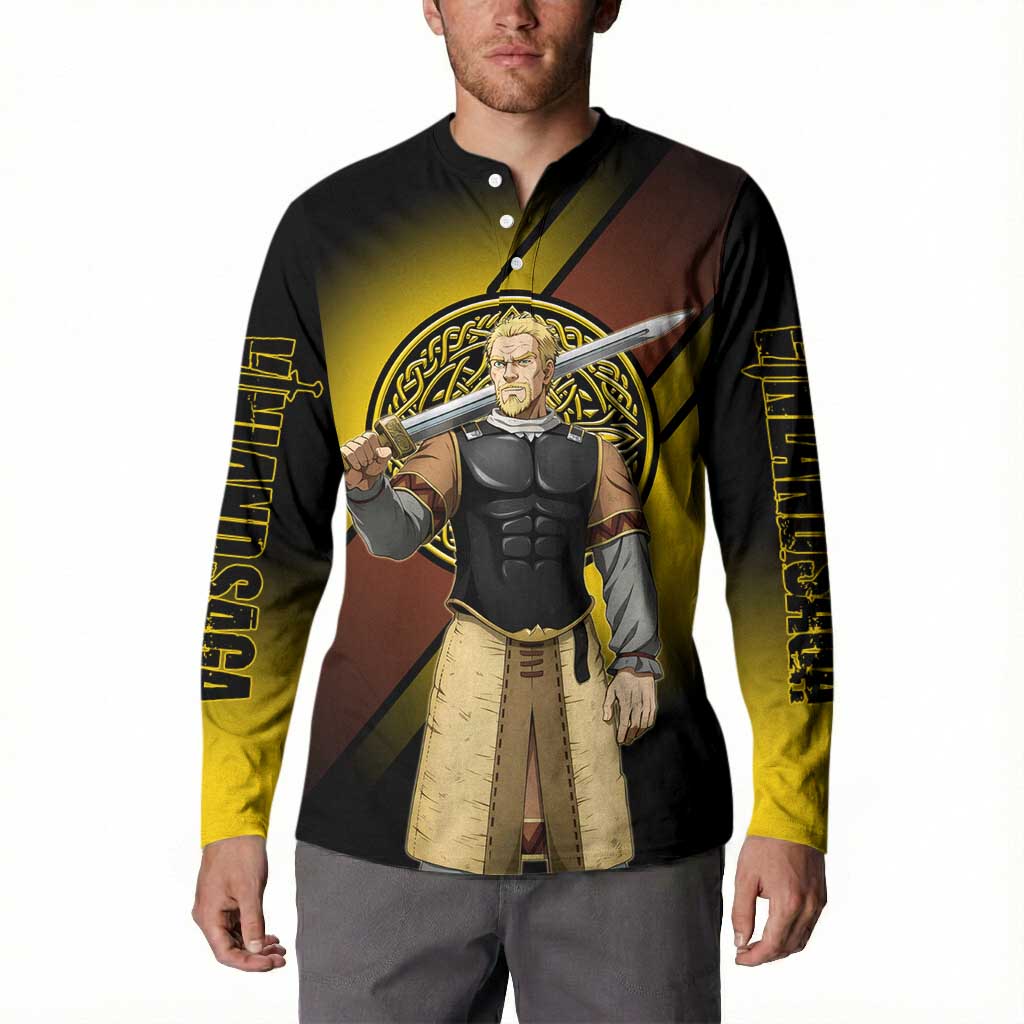 Askeladd Viking Commander Button Sweatshirt Viking Manga Illustration Style