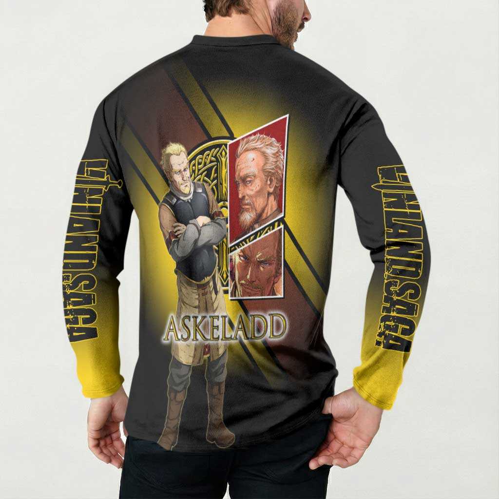 Askeladd Viking Commander Button Sweatshirt Viking Manga Illustration Style