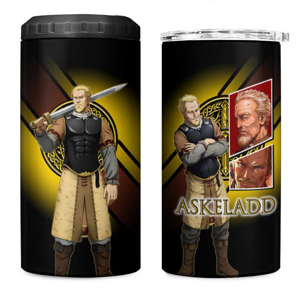 Askeladd Viking Commander 4 in 1 Can Cooler Tumbler Viking Manga Illustration Style