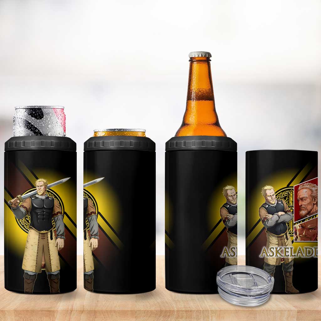 Askeladd Viking Commander 4 in 1 Can Cooler Tumbler Viking Manga Illustration Style