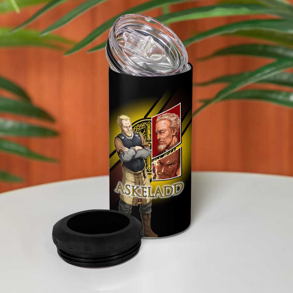 Askeladd Viking Commander 4 in 1 Can Cooler Tumbler Viking Manga Illustration Style