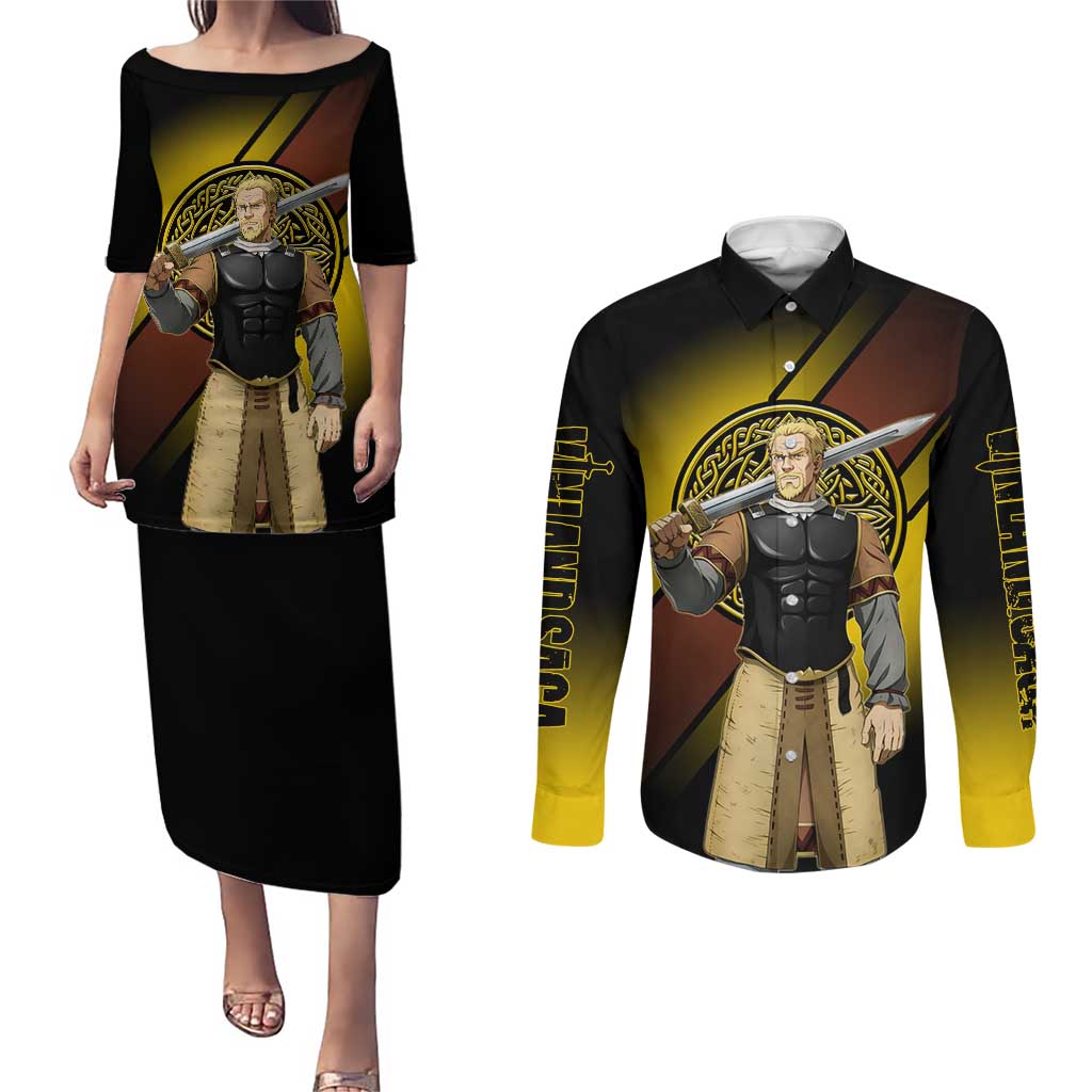 Askeladd Viking Commander Couples Matching Puletasi and Long Sleeve Button Shirt Viking Manga Illustration Style