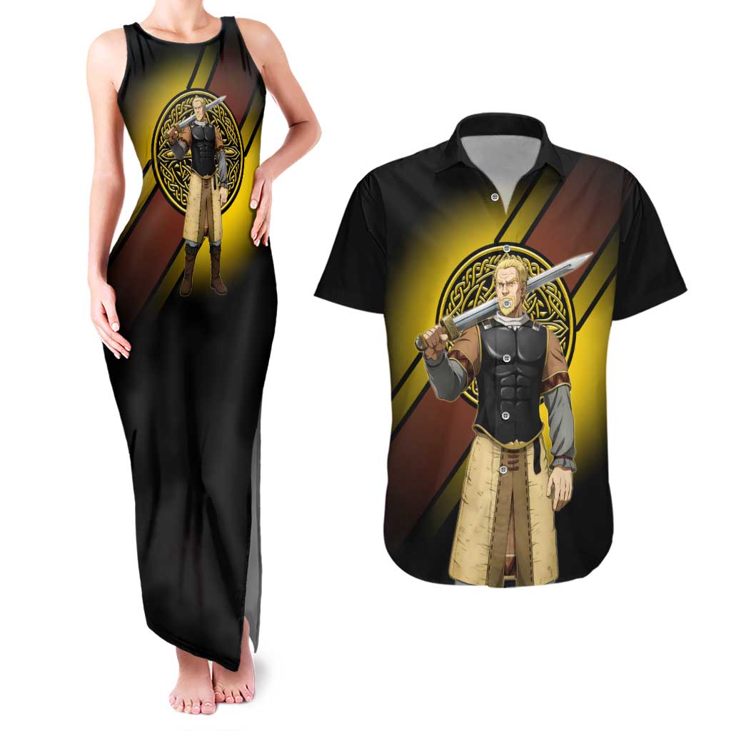 Askeladd Viking Commander Couples Matching Tank Maxi Dress and Hawaiian Shirt Viking Manga Illustration Style