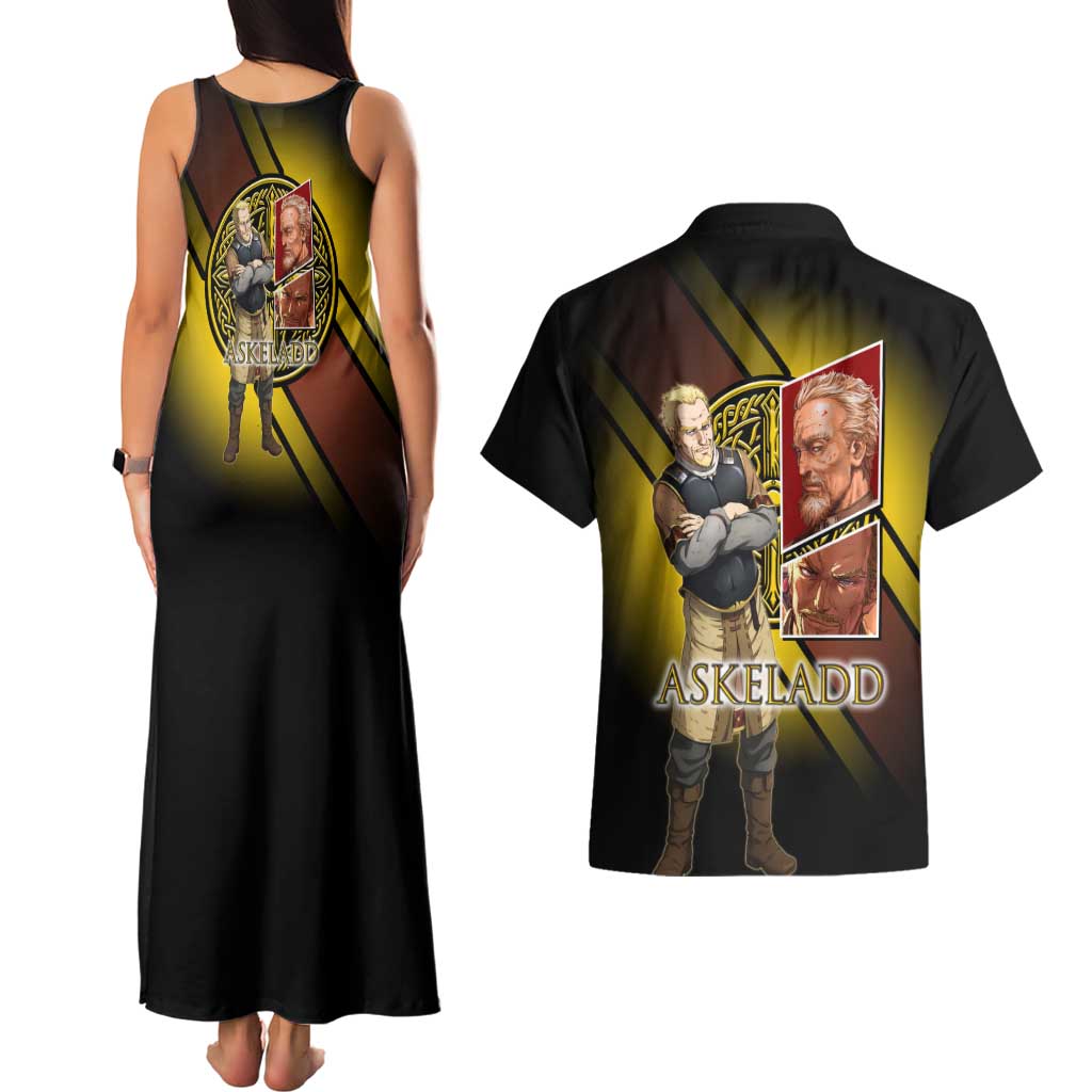 Askeladd Viking Commander Couples Matching Tank Maxi Dress and Hawaiian Shirt Viking Manga Illustration Style