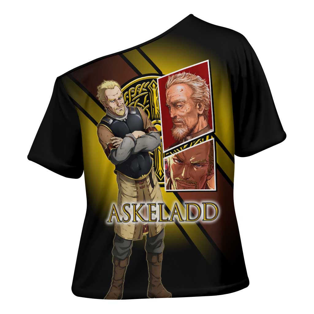 Askeladd Viking Commander Cross Shoulder Shirt Viking Manga Illustration Style