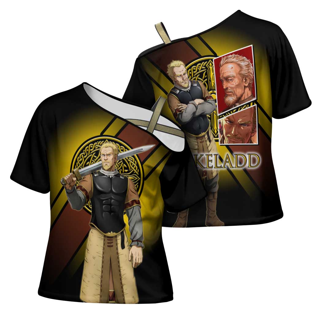 Askeladd Viking Commander Cross Shoulder Shirt Viking Manga Illustration Style