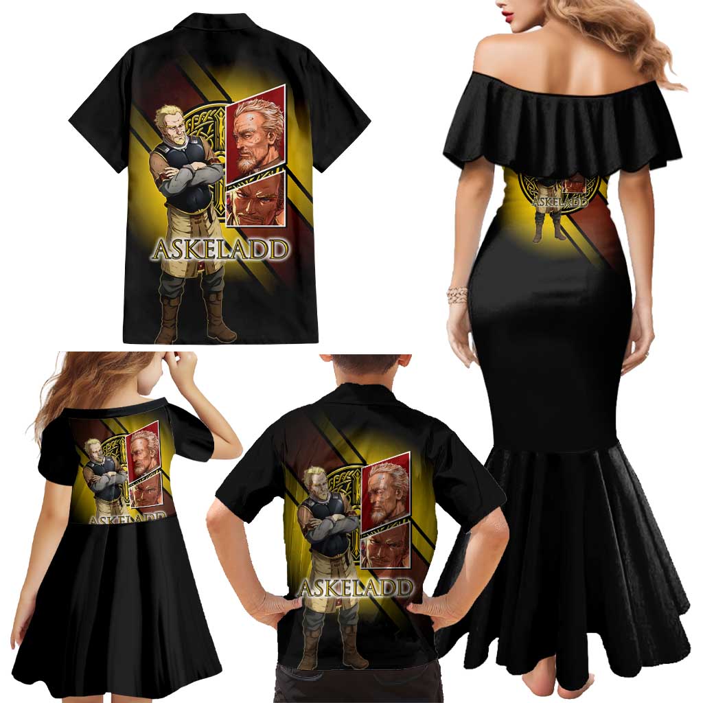 Askeladd Viking Commander Family Matching Mermaid Dress and Hawaiian Shirt Viking Manga Illustration Style