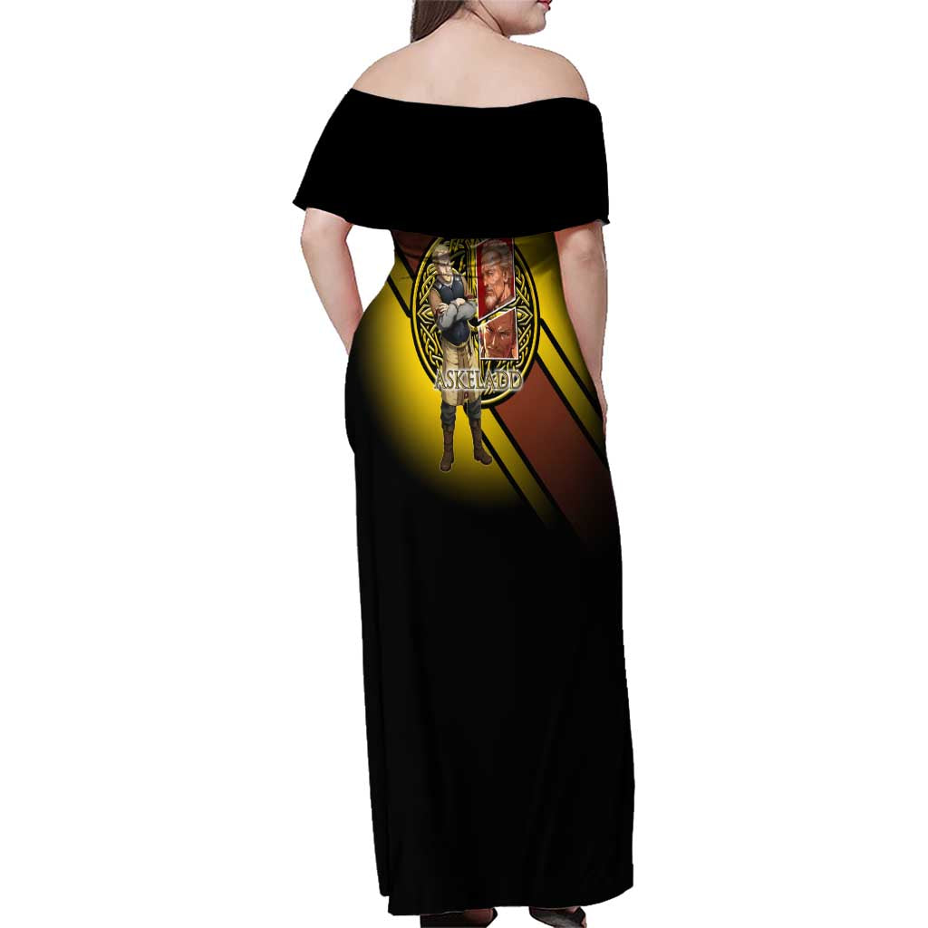 Askeladd Viking Commander Family Matching Off Shoulder Maxi Dress and Hawaiian Shirt Viking Manga Illustration Style