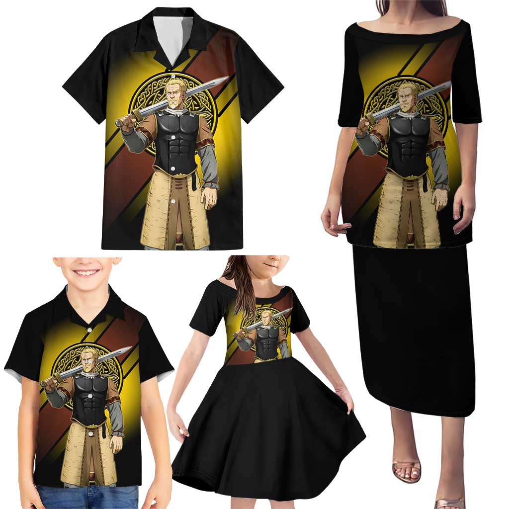 Askeladd Viking Commander Family Matching Puletasi and Hawaiian Shirt Viking Manga Illustration Style