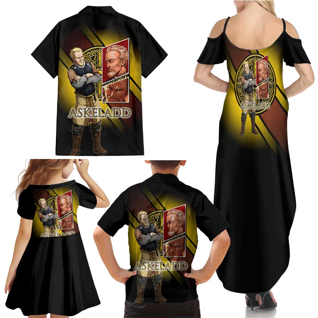 Askeladd Viking Commander Family Matching Summer Maxi Dress and Hawaiian Shirt Viking Manga Illustration Style