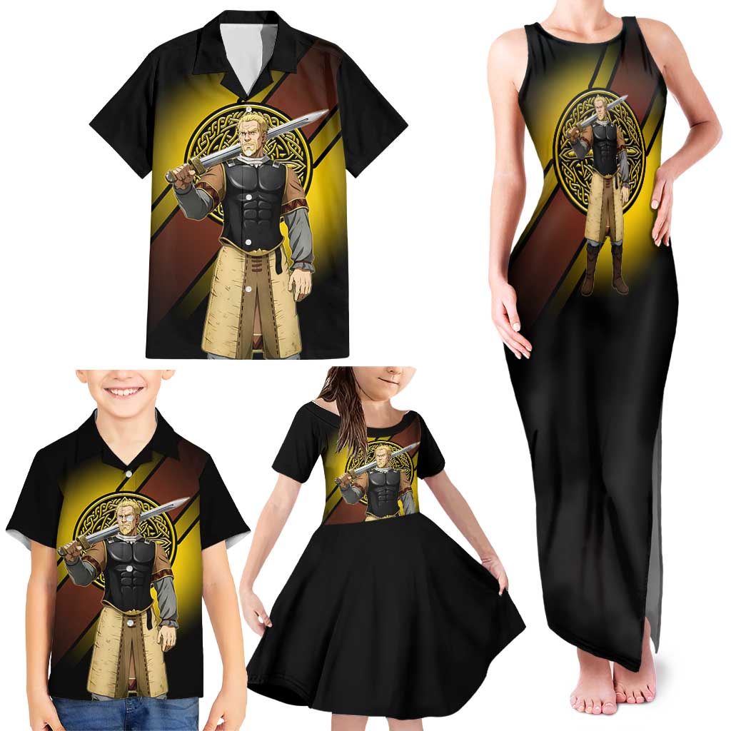 Askeladd Viking Commander Family Matching Tank Maxi Dress and Hawaiian Shirt Viking Manga Illustration Style