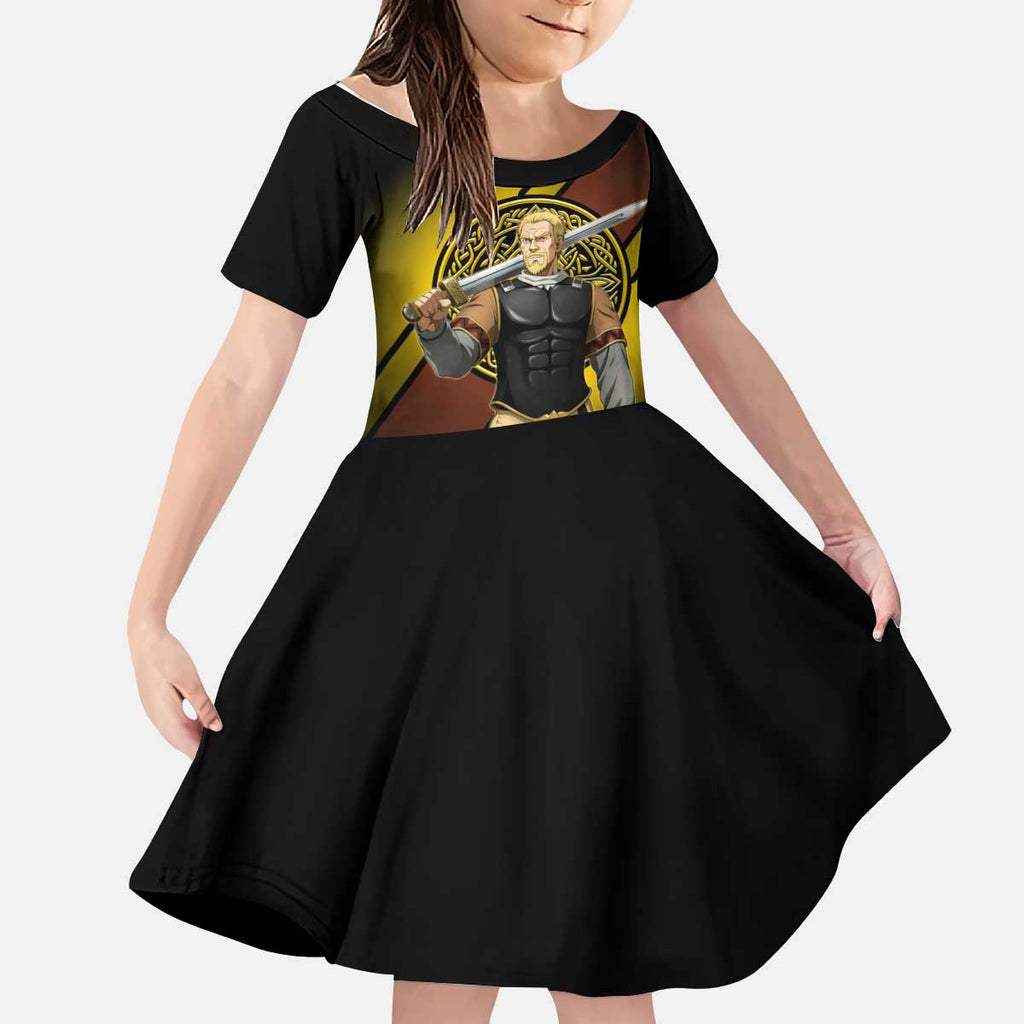 Askeladd Viking Commander Kid Short Sleeve Dress Viking Manga Illustration Style