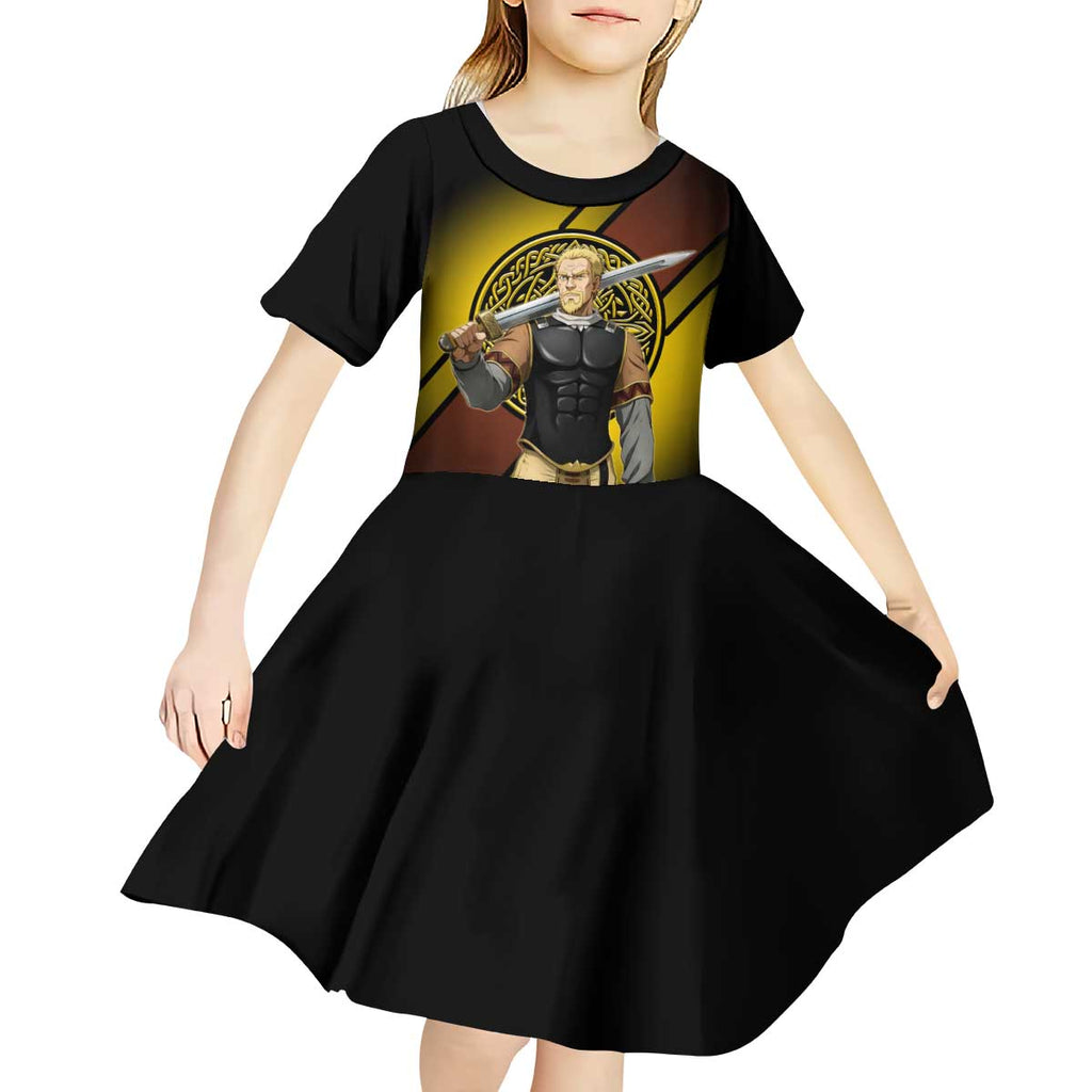 Askeladd Viking Commander Kid Short Sleeve Dress Viking Manga Illustration Style