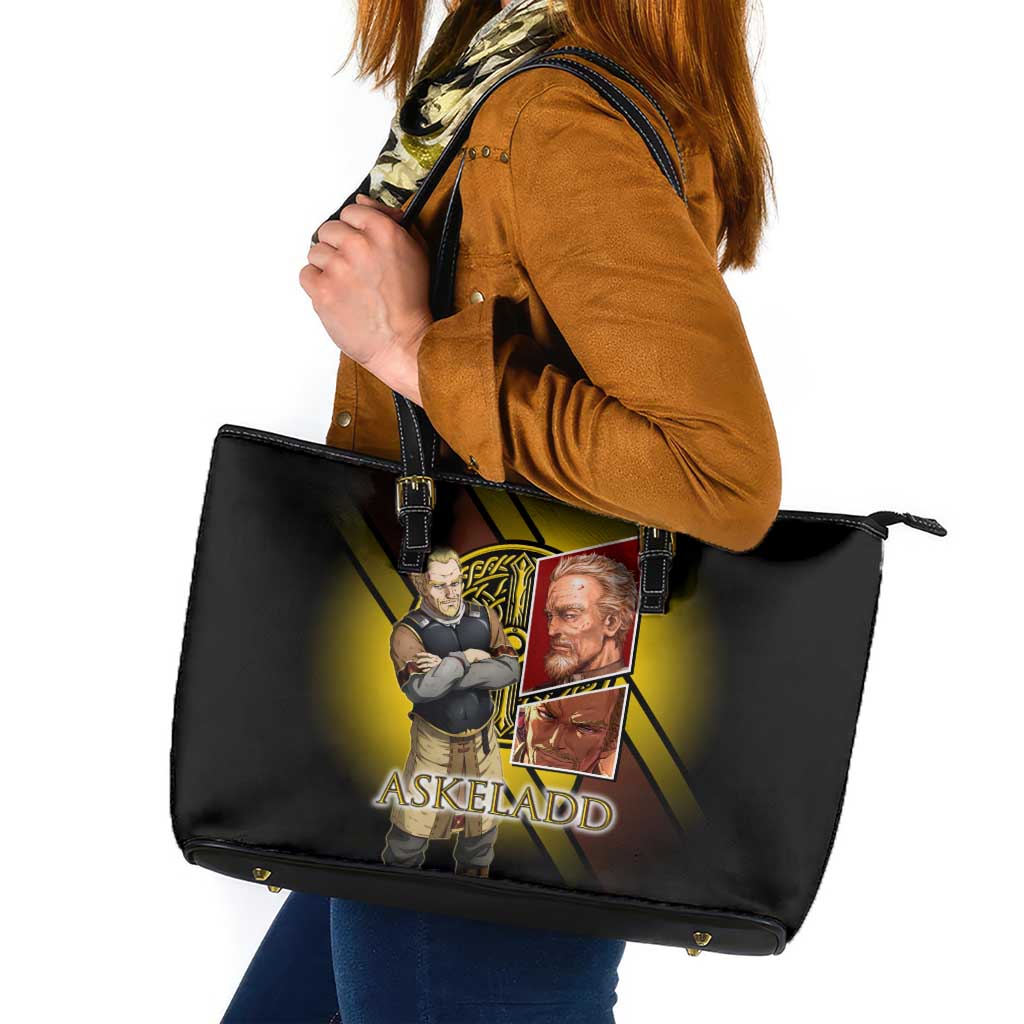 Askeladd Viking Commander Leather Tote Bag Viking Manga Illustration Style