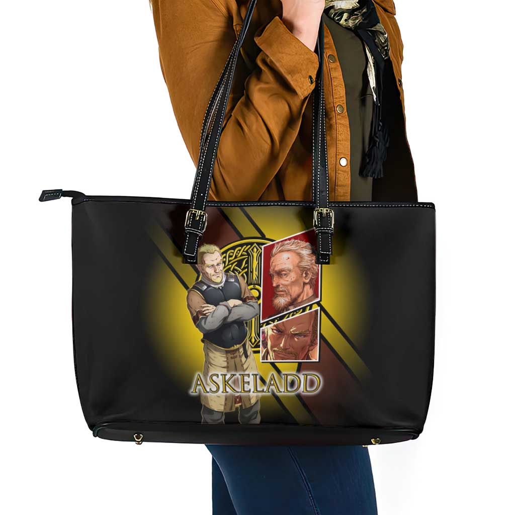 Askeladd Viking Commander Leather Tote Bag Viking Manga Illustration Style
