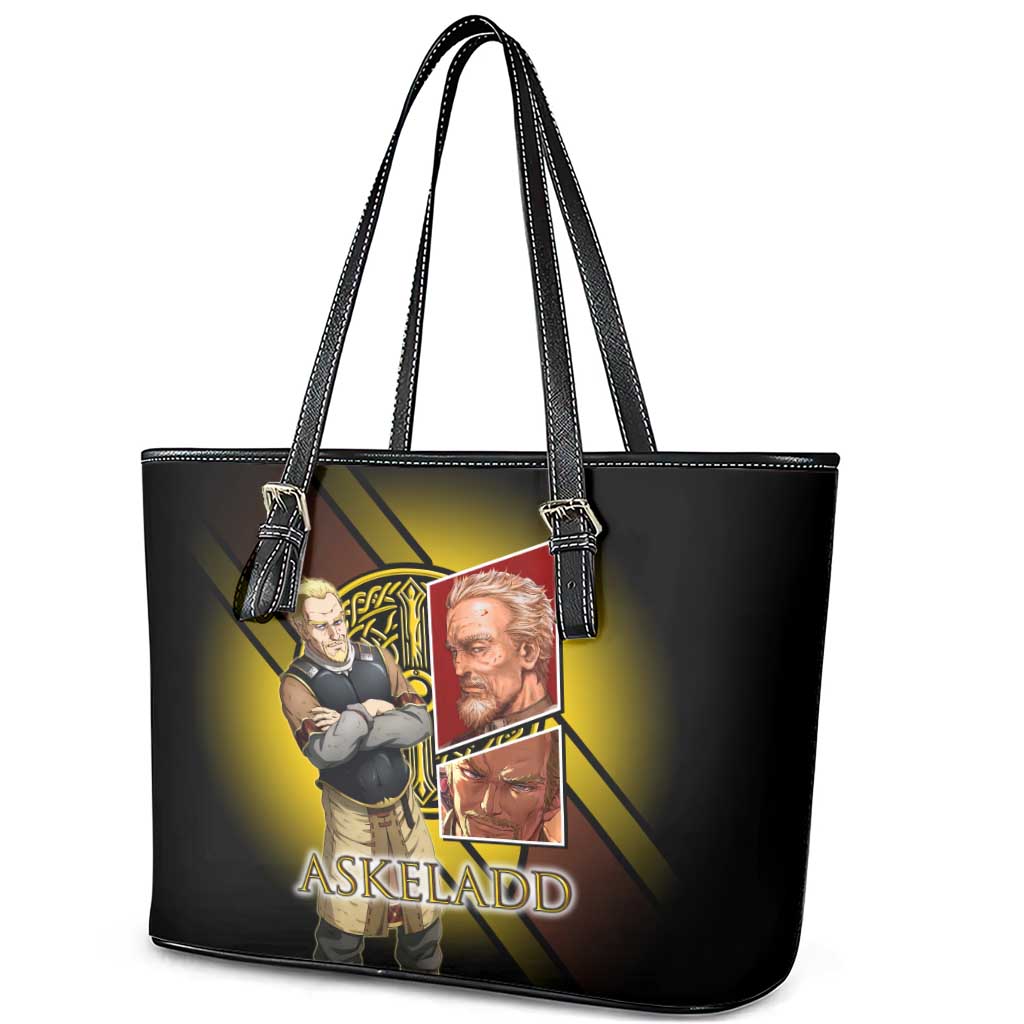 Askeladd Viking Commander Leather Tote Bag Viking Manga Illustration Style