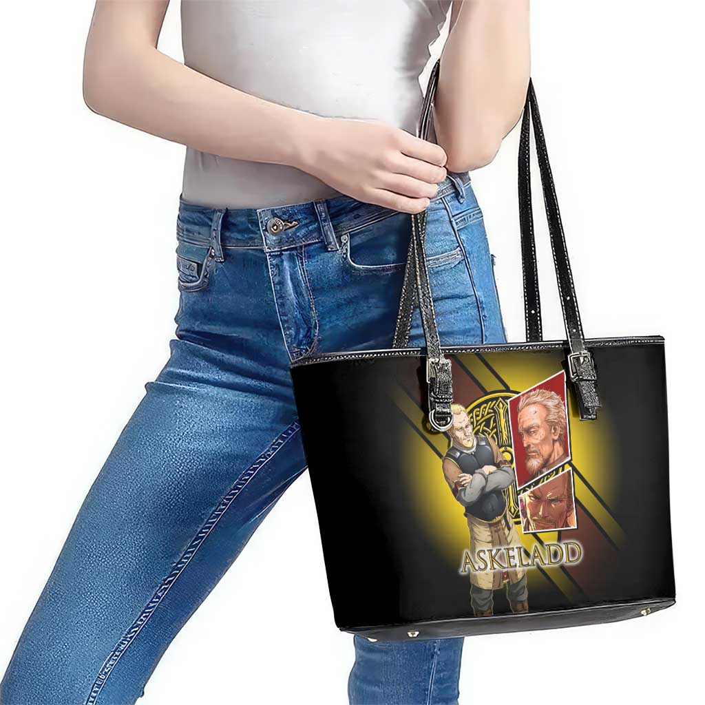 Askeladd Viking Commander Leather Tote Bag Viking Manga Illustration Style