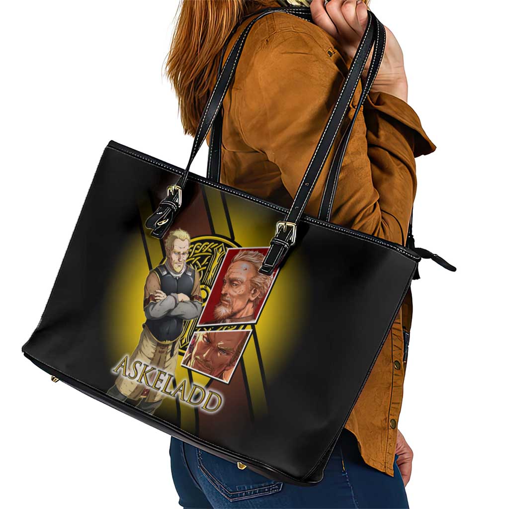 Askeladd Viking Commander Leather Tote Bag Viking Manga Illustration Style