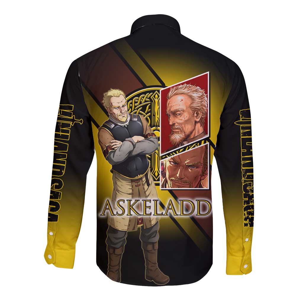 Askeladd Viking Commander Long Sleeve Button Shirt Viking Manga Illustration Style