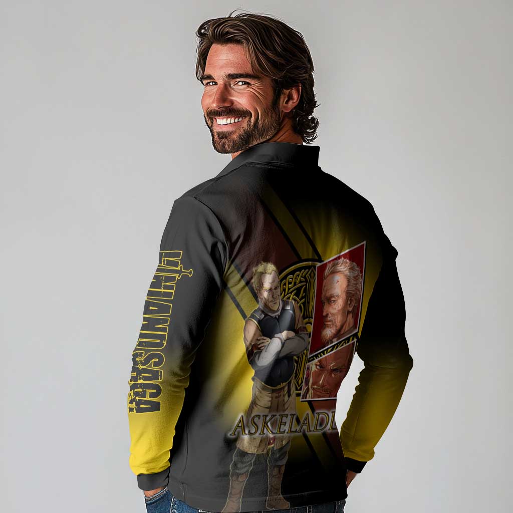 Askeladd Viking Commander Long Sleeve Polo Shirt Viking Manga Illustration Style