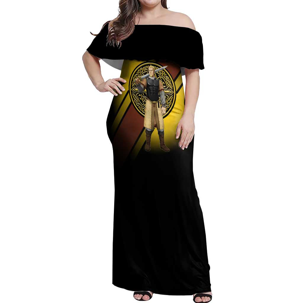 Askeladd Viking Commander Off Shoulder Maxi Dress Viking Manga Illustration Style