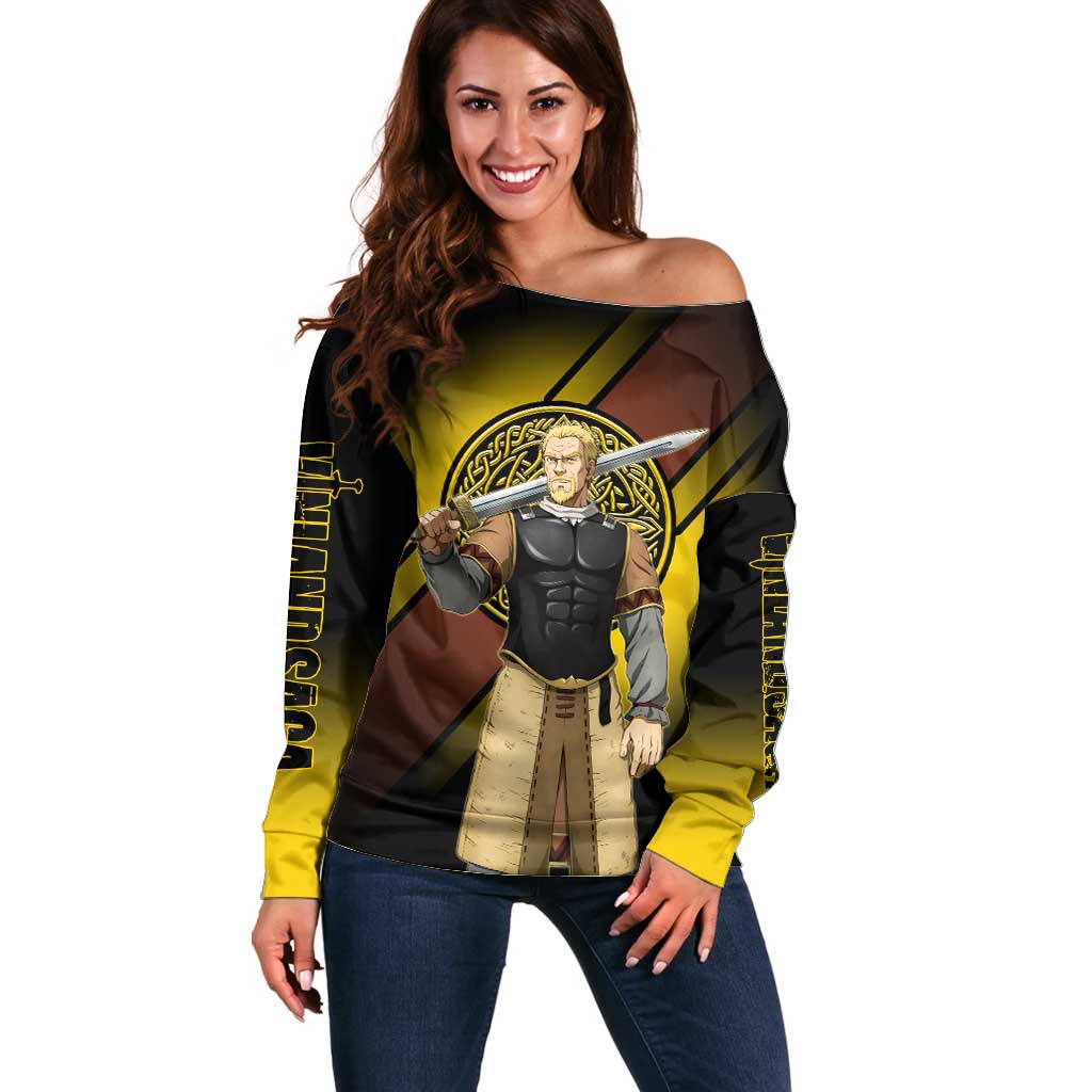 Askeladd Viking Commander Off Shoulder Sweater Viking Manga Illustration Style