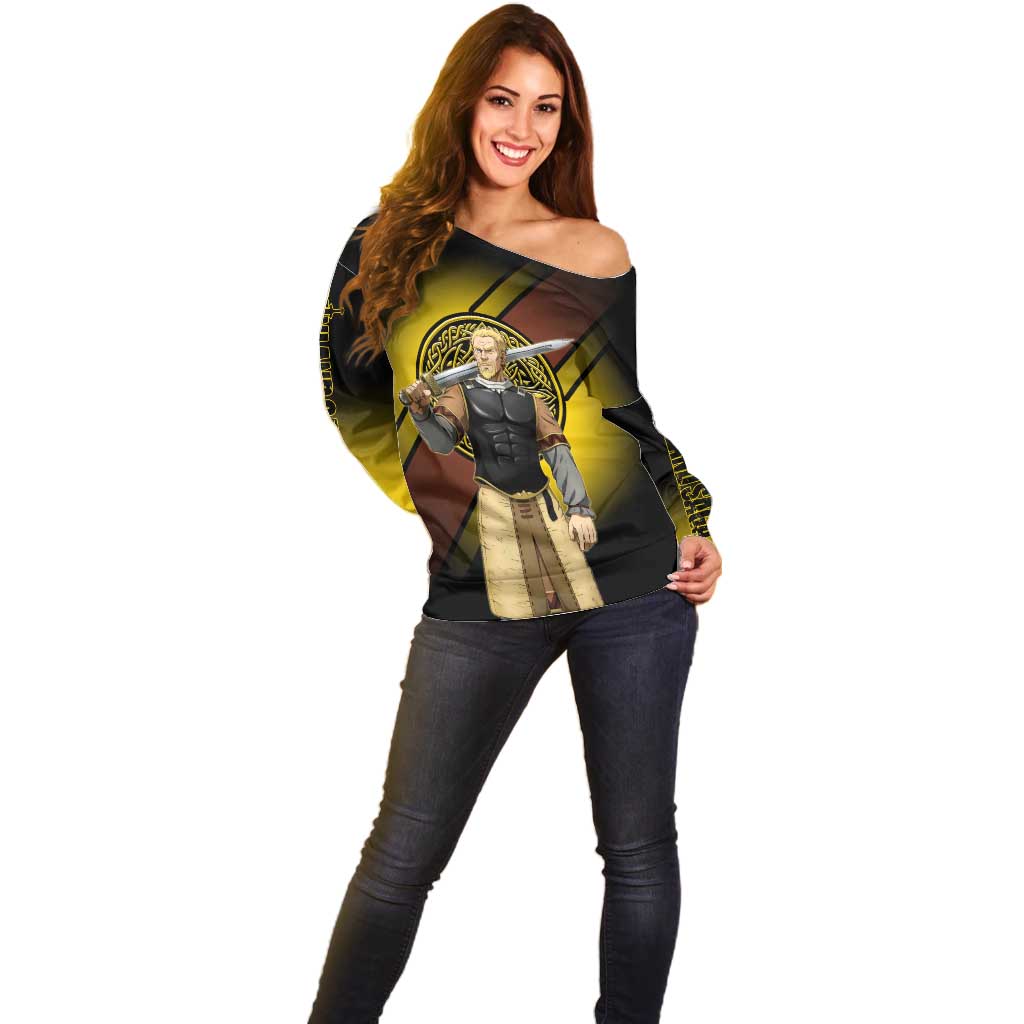 Askeladd Viking Commander Off Shoulder Sweater Viking Manga Illustration Style