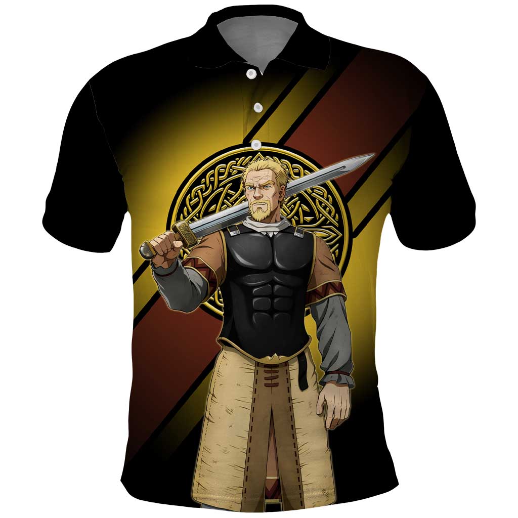 Askeladd Viking Commander Polo Shirt Viking Manga Illustration Style