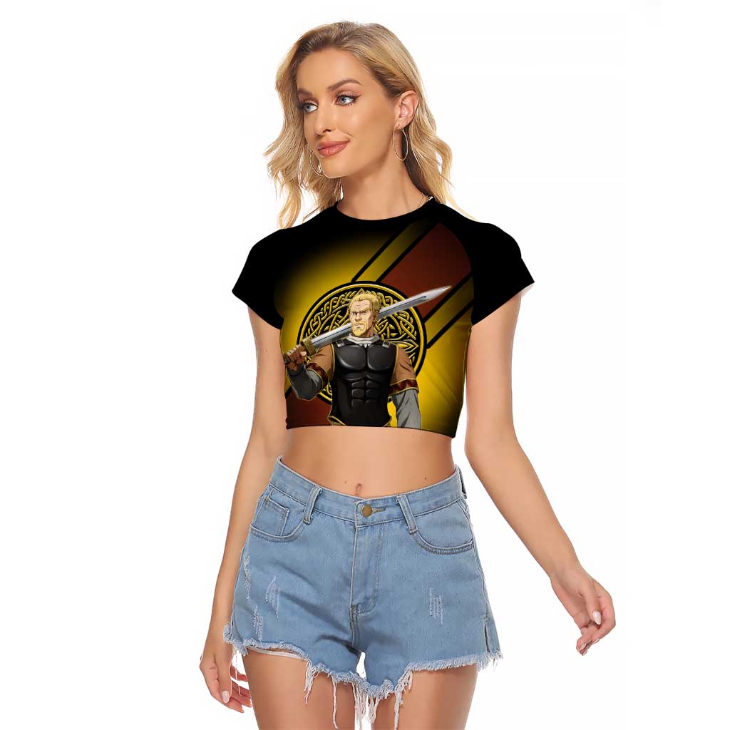 Askeladd Viking Commander Raglan Cropped T Shirt Viking Manga Illustration Style