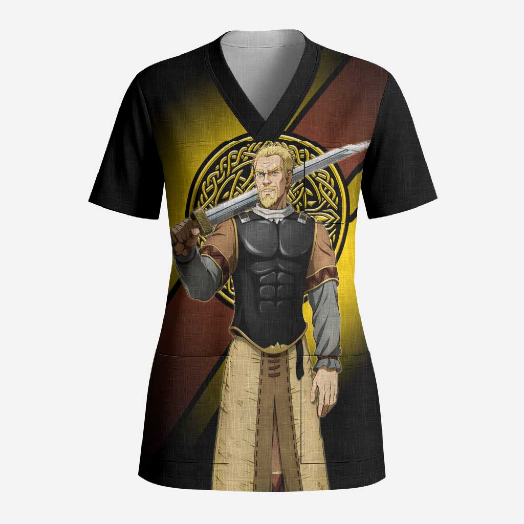 Askeladd Viking Commander Scrub Top Viking Manga Illustration Style