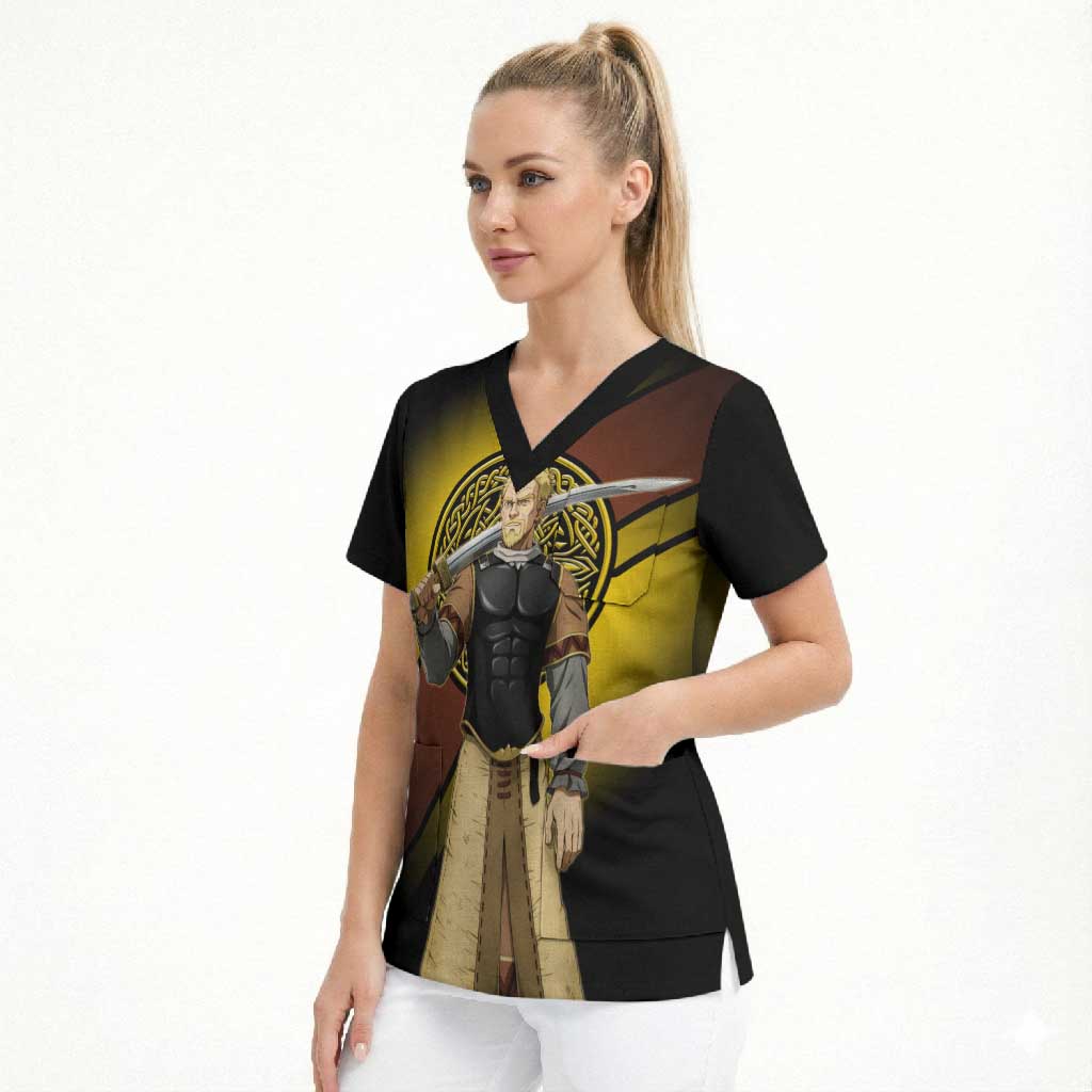 Askeladd Viking Commander Scrub Top Viking Manga Illustration Style