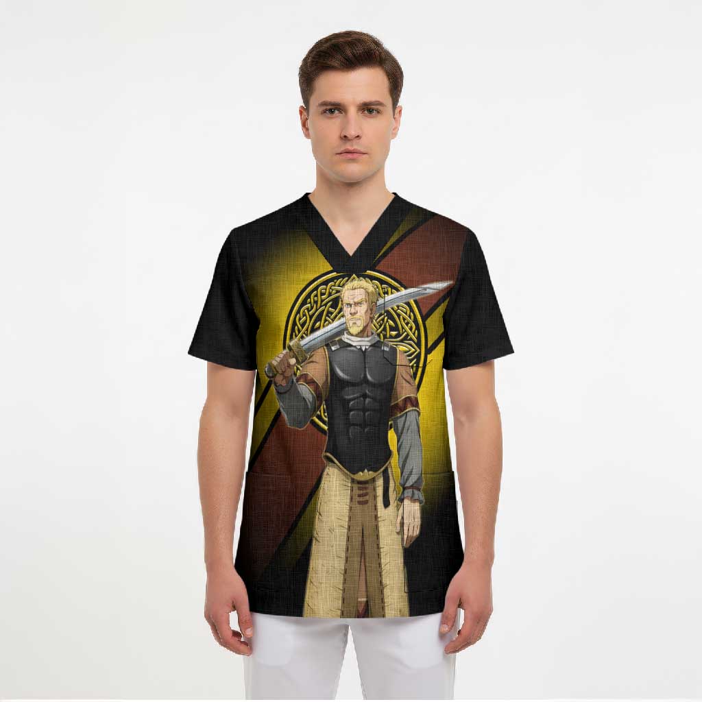 Askeladd Viking Commander Scrub Top Viking Manga Illustration Style