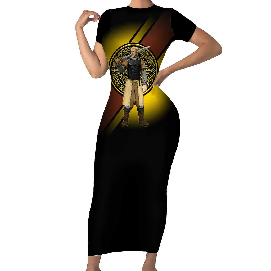 Askeladd Viking Commander Short Sleeve Bodycon Dress Viking Manga Illustration Style