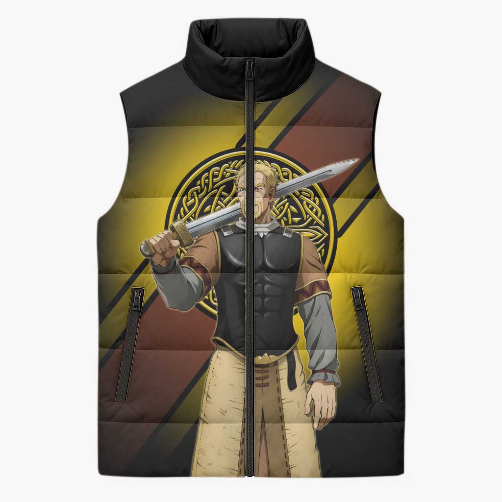 Askeladd Viking Commander Sleeveless Puffer Jacket Viking Manga Illustration Style