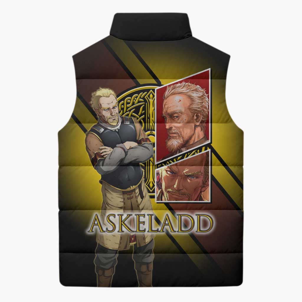 Askeladd Viking Commander Sleeveless Puffer Jacket Viking Manga Illustration Style