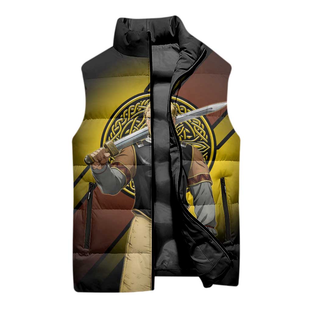 Askeladd Viking Commander Sleeveless Puffer Jacket Viking Manga Illustration Style