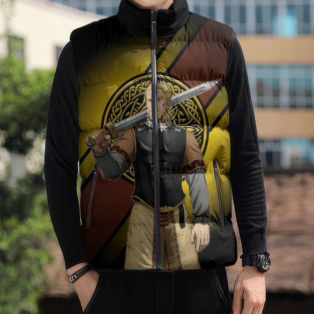 Askeladd Viking Commander Sleeveless Puffer Jacket Viking Manga Illustration Style