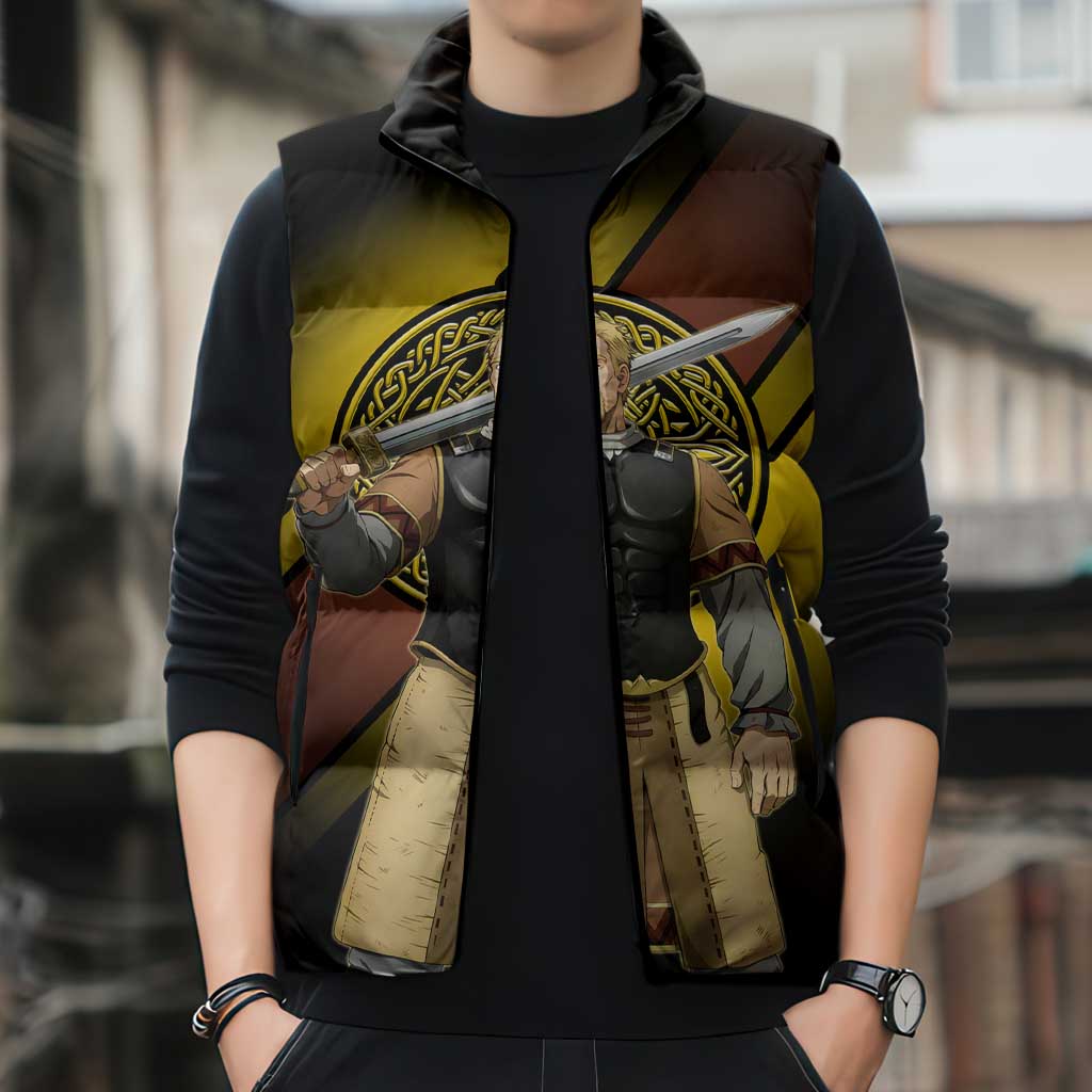 Askeladd Viking Commander Sleeveless Puffer Jacket Viking Manga Illustration Style