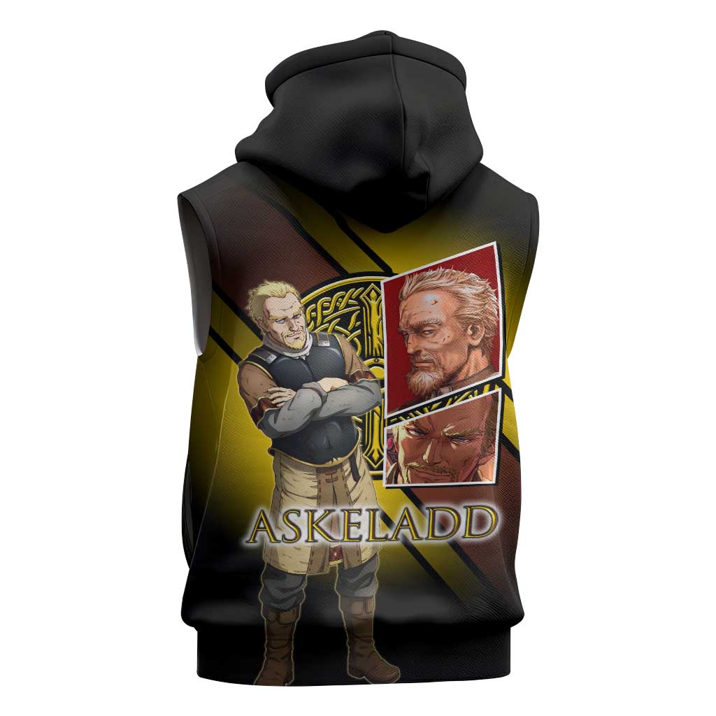 Askeladd Viking Commander Sleeveless Zip Hoodie Viking Manga Illustration Style