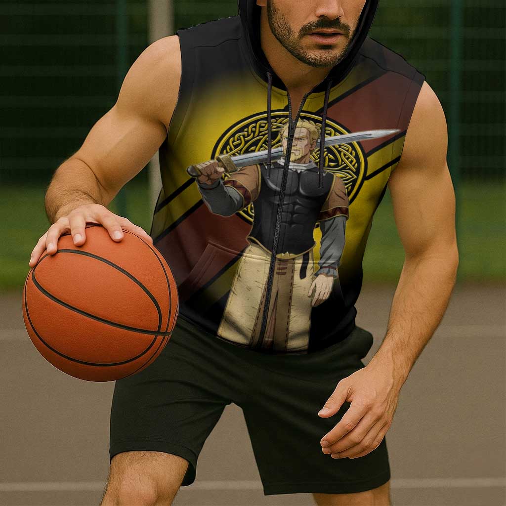 Askeladd Viking Commander Sleeveless Zip Hoodie Viking Manga Illustration Style