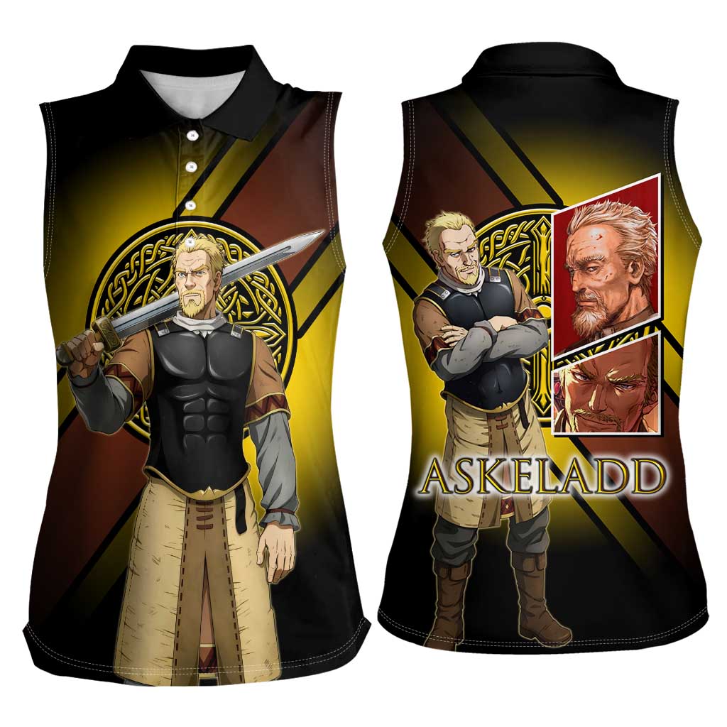 Askeladd Viking Commander Women Sleeveless Polo Shirt Viking Manga Illustration Style