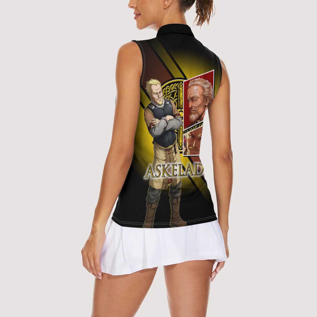 Askeladd Viking Commander Women Sleeveless Polo Shirt Viking Manga Illustration Style