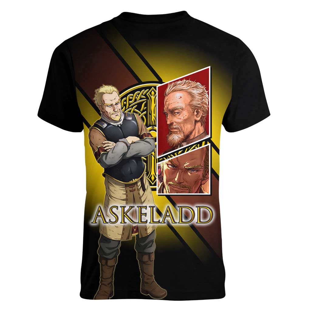 Askeladd Viking Commander Women V-Neck T-Shirt Viking Manga Illustration Style