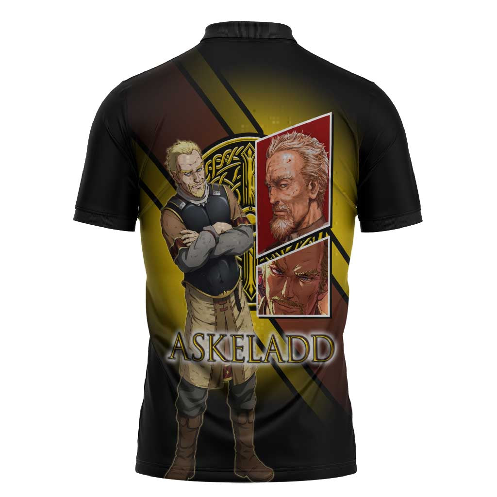 Askeladd Viking Commander Zipper Polo Shirt Viking Manga Illustration Style
