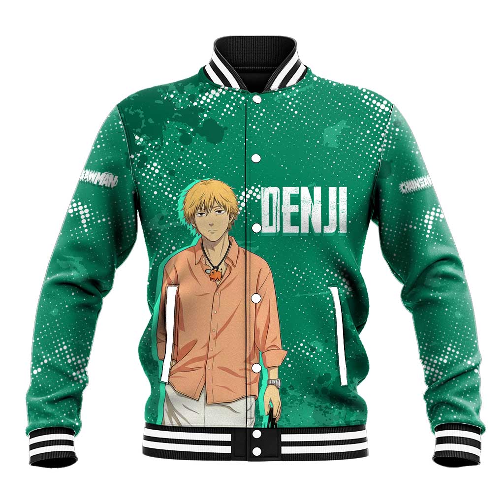 Denji Chainsaw Man Baseball Jacket Urban Grunge Halftone Style