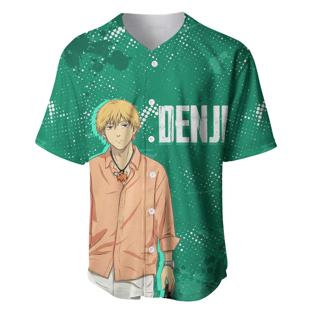 Denji Chainsaw Man Baseball Jersey Urban Grunge Halftone Style