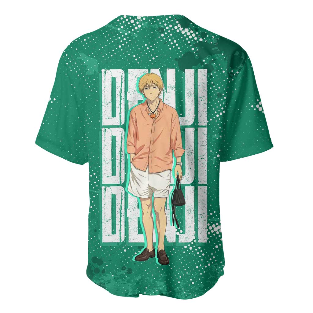 Denji Chainsaw Man Baseball Jersey Urban Grunge Halftone Style